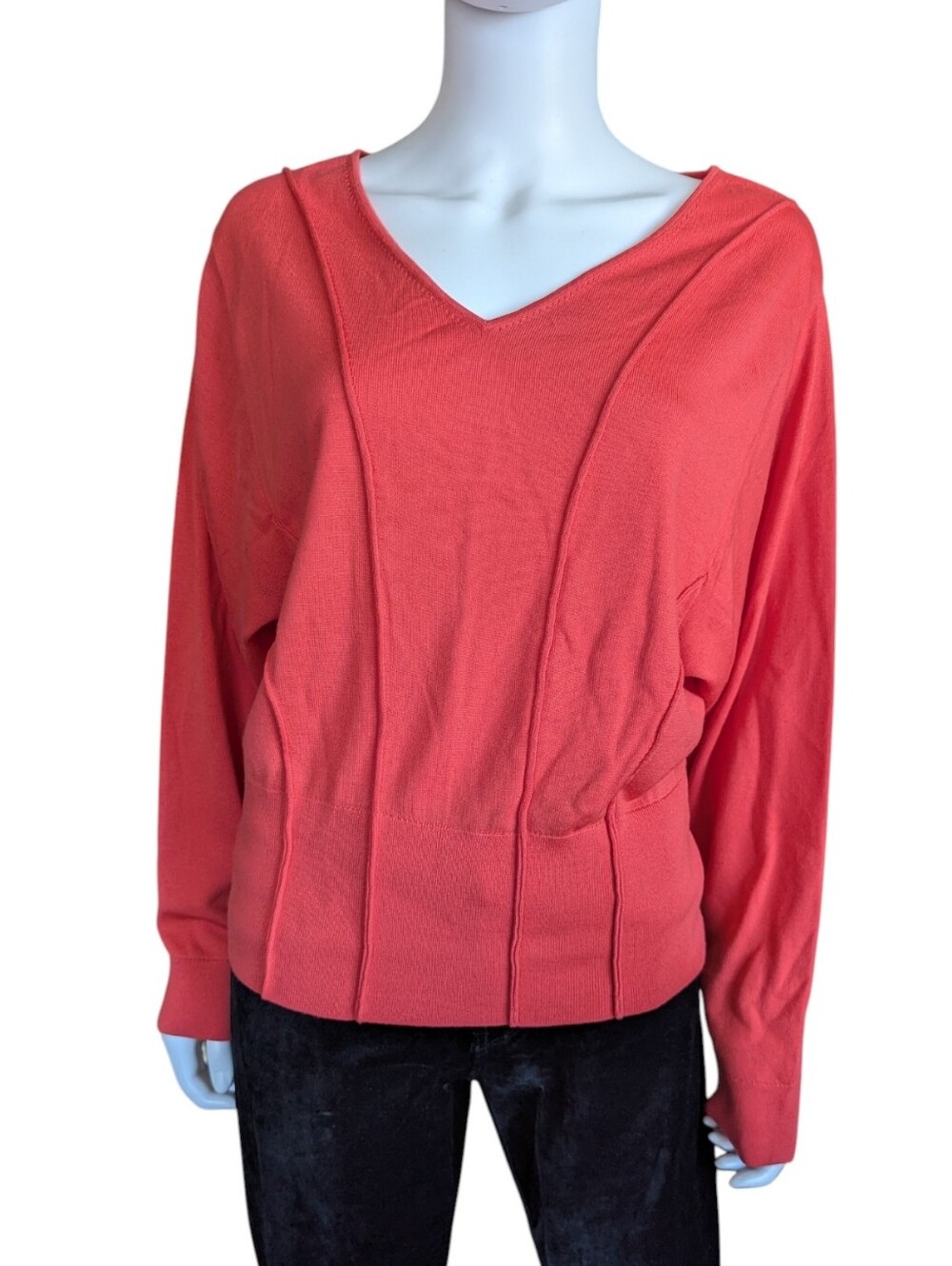 Lafayette 148 New York Coral V-Neck Pullover Sweater